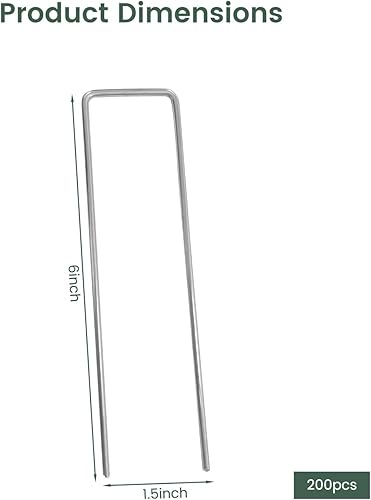 Miniatura 2 de Paquete de 200 grapas de tela galvanizada para paisajes de 6 pulgadas, estacas de jardín antioxidantes, grapas de paisajismo para barrera de tela