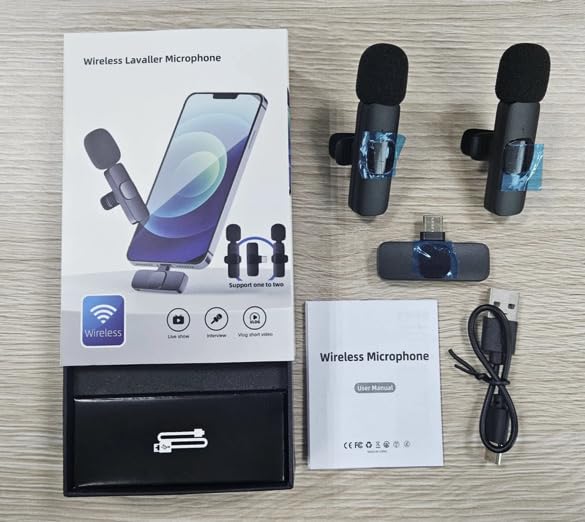 2 Wireless Lavalier Microphone Mini Bluetooth Microphone for use with Iphone and Ipad, Black - Image 4