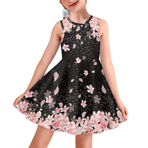 Cherry Blossom Dresses for Kids 9-10T Girls' Sleeveless Party Dress Big Girls Dress Kids Toddler Baby Girls Cute Dress Princess Sleeveless Beach Skirts Midi Lengt Sundress for Daily
