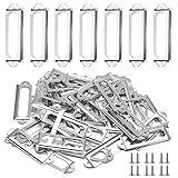 Qjaiune 50Pcs Metal Library Label Holders, File Cabinet Label Frames with Screws, Card Tag Label Holder for Office Drawers Shelves (Silver, 60x17mm)