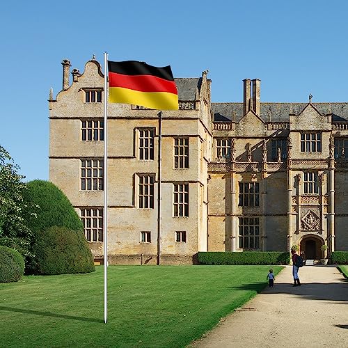 Joparri Aluminium-Fahnenmast, teleskopischer Allwetter-Fahnenmast, inkl. 150 * 90 cm Deutschlandfahne und Bodenhülse, 11m Hissleine, höhenverstellbarer Mast für Garten und Sportveranstaltungen.