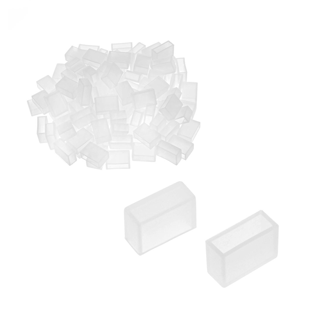 uxcell 100pcs Silicone Plug Fit 5050 10mm Wide LED Tube Strip Light End Cap Cover White