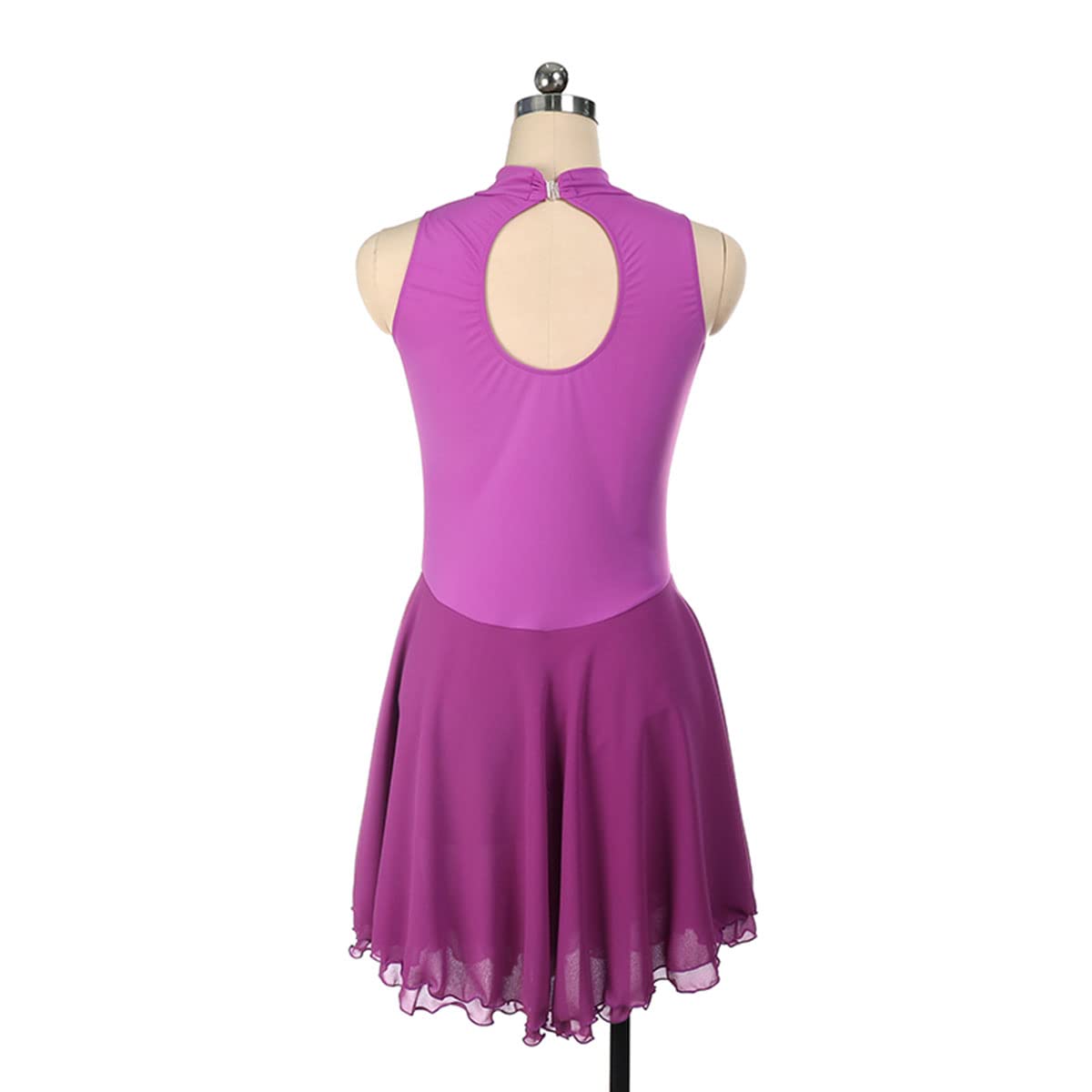 Vestido de Patinaje Artistico para Niña Vestido de Patinaje de Deportes de Invierno Turtleneck Mangas Ballet Baile Tutu Tutu Vestido de Cristal