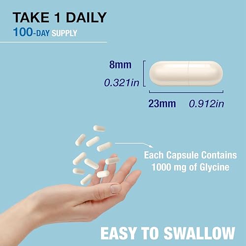 Miniatura 5 de Puregen Labs - Glicina de 1000 mg alta potencia 100 cápsulas vegetarianas, promueve un sueño saludable, sin aditivos nocivos, sin OMG, sin gluten y