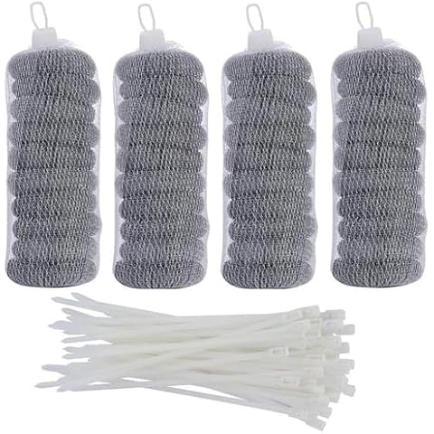 40 Pieces Lint Traps Stainless Steel Washing Machine Lint Snare Traps Laundry Mesh Washer Hose Filter with 40 Pcs Cable Ties Cover