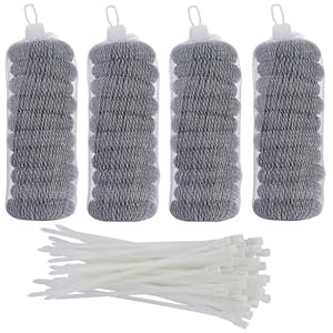 40 Pieces Lint Traps Stainless Steel Washing Machine Lint Snare Traps Laundry Mesh Washer Hose Filter with 40 Pcs Cable Ties