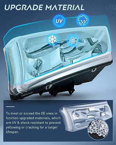 Image of Nilight Headlight Assembly for 2003 2004 2005 2006 Chevy Silverado Avalanche 1500 1500HD 2500 2500HD 3500 Chevrolet Pickup Replacement Headlamp Housing Bumper Lamp Set