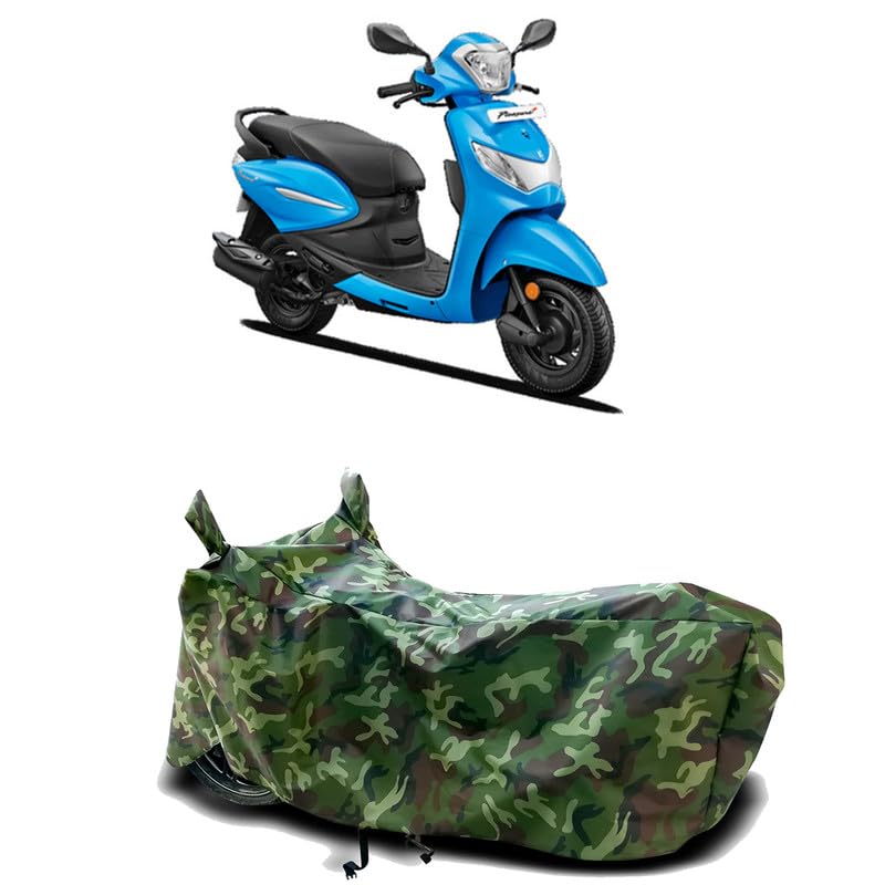 Image of DUFFEL-100% Heat Protection Two Wheeler Bike /Scooty Body Cover for Hero Pleasure Plus 110 BS6 Water Resistance /UV-Rays /Birds Dropping /Scratchproof /Dust Proof /Waterproof[Green Jungle Print]