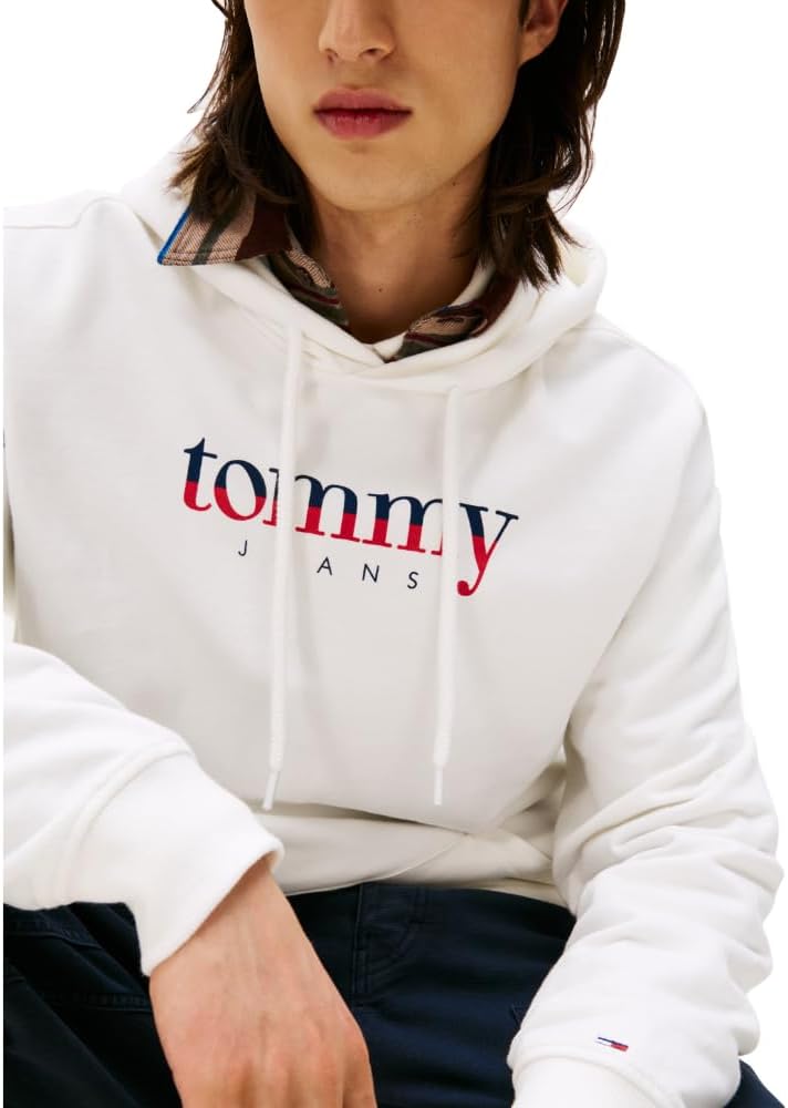 Tommy Jeans Men's Medium Weight Hoodie Sweatshirt with Printed Two-Tone Logo - Image 2