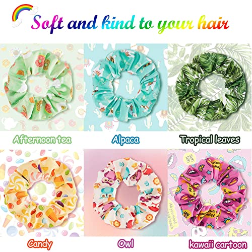 16 Pieces Cute Hair Scrunchies Kawaii Colorful Hair Scrunchies Cute Unicorn Rainbow Mermaid Dog Printing Hair Scrunchy Ponytail Holder Hair Ties Accessories For Women And Girls (Classic Style) #TOP3