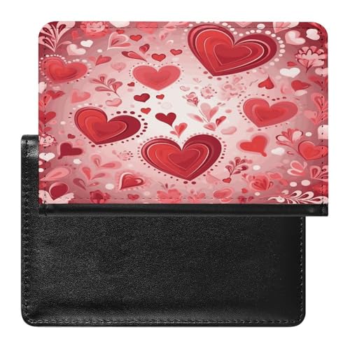 Valentine Pattern Passport Holder for Travel Document Holders PU Leather Credit Card Holder Minimalist Front Pocket Wallet Fashion Passport Wallet Cover Case Slim Bifold