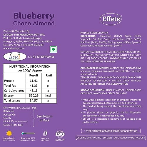 Image of Effete Choco Coated Blueberry Chocolate Almond Can - 96gm, Chocolaty Dryfruits, Chocolicious Almonds, Dryfruits chocolates packet, chocolates gift pack, chocolate box, chocolates gift hemper