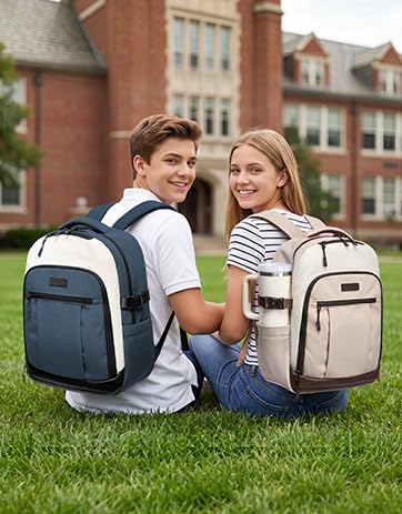 Image of LOVEVOOK Laptop Backpack for Women, Waterproof Work Travel Backpack with Large Cup Pockets for Teacher Nurse, 17.3 inch Computer Bag College Bookbag Daypack, Gifts for Women, Navy Blue