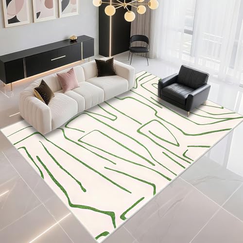 DJHWWD Alfombra Silla No Te Desvanezcas 80x150cm, Beige Verde Alfombras Pequeñas Rayas Modernas para el Dormitorio Infantil y el salón