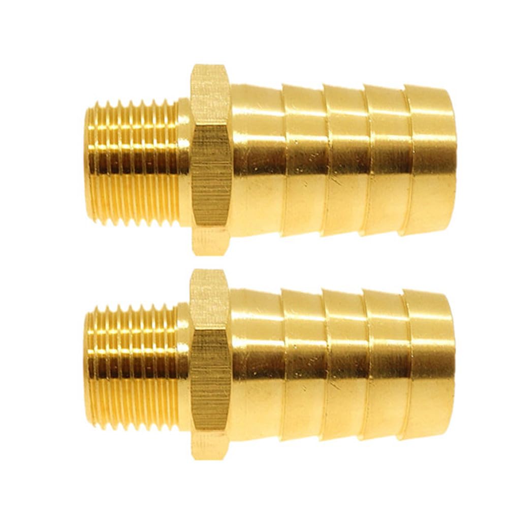 CDQBWKJGFJ 2 Pcs 3/4" Barb to 3/8 NPT Male Pipe Air Hose Fittings Brass Hose Barb Adapter