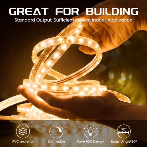 CBconcept 130 FT Pink 120V Custom Cut SMD3528 LED Light Strip Flexible, Durable, Ambient, Commercial Construction Contractor Preferred, DIY Projects, Built to Last