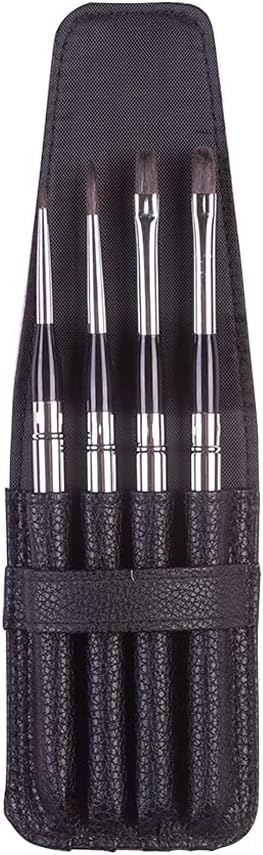 Paintbrush 4PC/Set Hair Aluminum Ferrule Cap Watercolor Art Stationery Set with PU Pouch