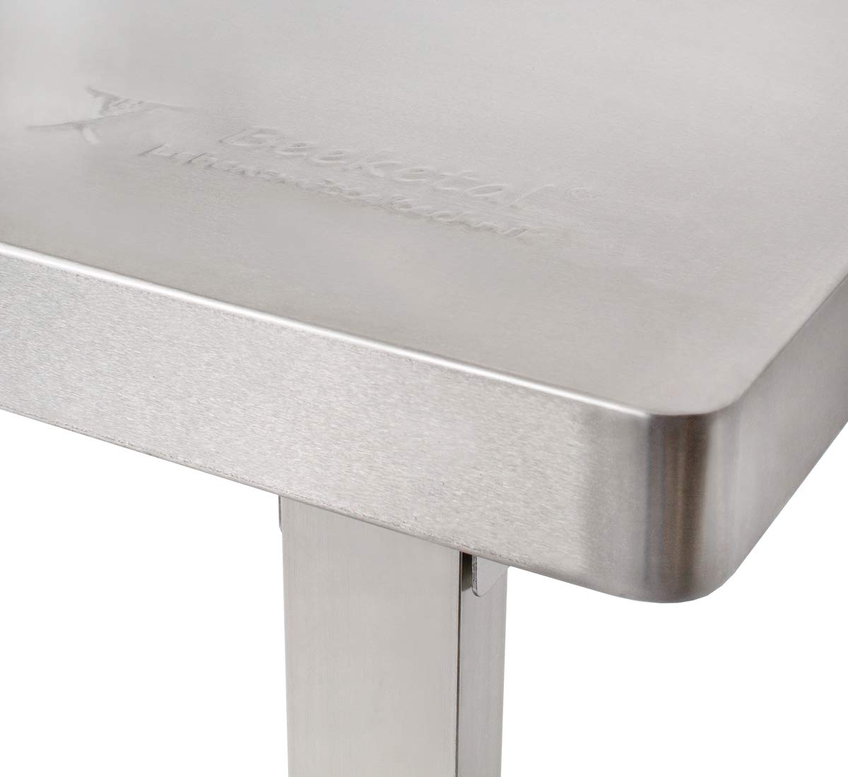 Beeketal 'BET-120a' Gastronomie Edelstahl Küchentisch 120 x 69,5 cm mit abgerundeten Ecken - Esstisch mit extra stabilem Gestell und verstellbaren Standfüßen