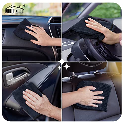 HOMEXCEL Microfiber Towels for Cars,Premium All-Purpose Cleaning Cloths,Lint Free,Scratch Free,Highly Absorbent Washing Towels Cleaning Rags for Kitchen,Car,Window,Glass,300GSM,16" x 16",6 Pack - Thumbnail 3