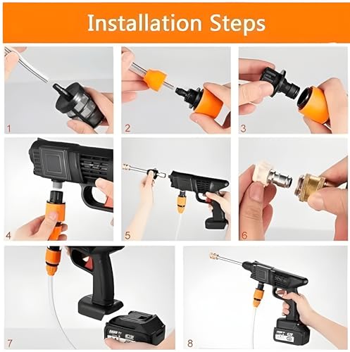 Image of HitMAD [Double Battery] Cordless Portable Wireless Pressure Washer Gun 48V High Pressure Water Gun for Solar Panel, Car Wash and Bikes Cleaning with Adjustable Nozzles