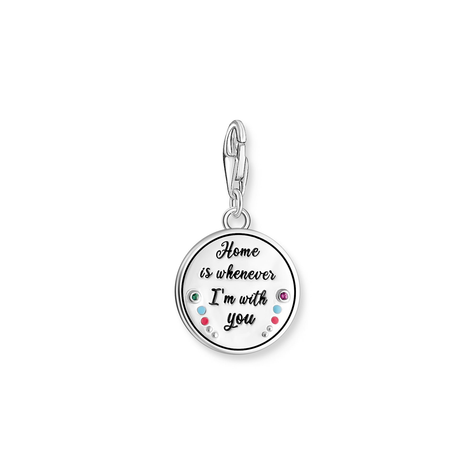 THOMAS SABO Colgante de estrella y luna para mujer, plata de ley 925, 1794-051-14, talla única, Plata de ley, Circonita blanca, circonita naranja, piedra de cristal y cerámica, corindón sintético rojo
