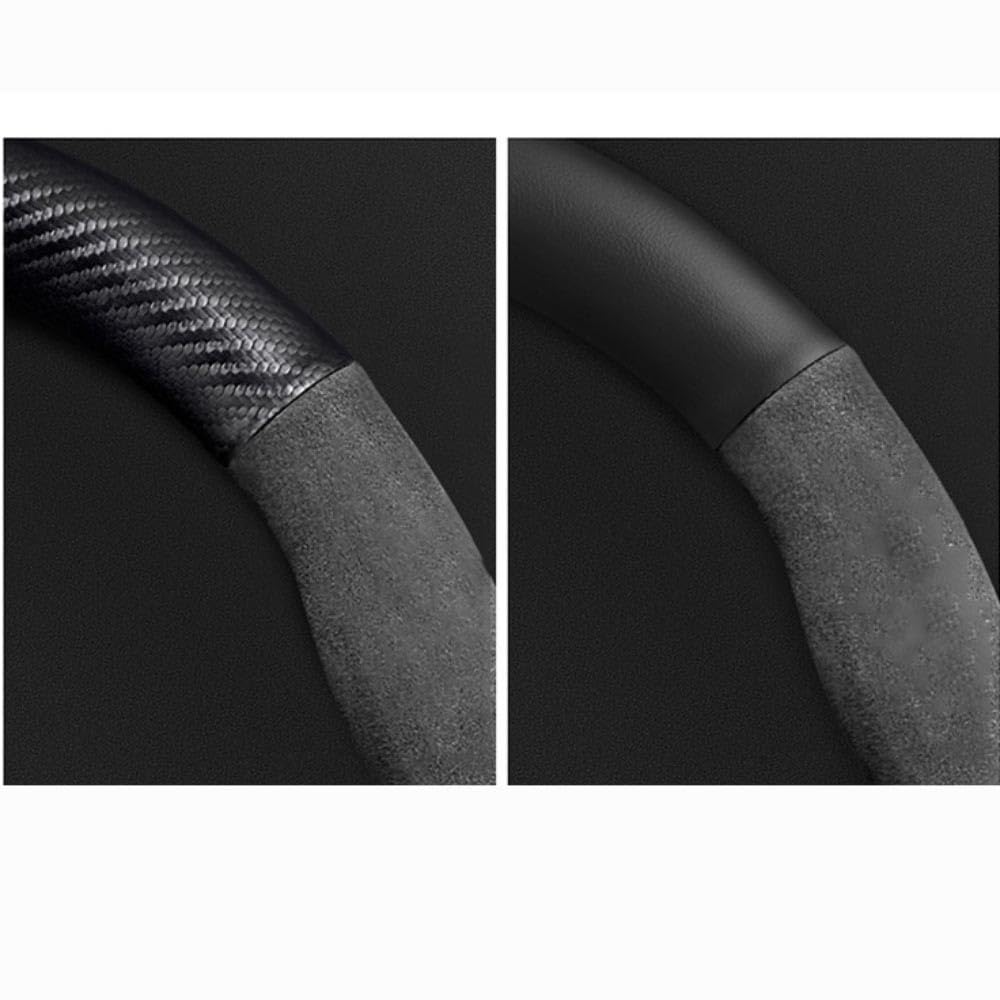 Coche Cuero Volante Fundas, para Lynk & Co 01 02 03 04 05 06 07 08 09 Antideslizante Duradero Transpirable Volante Protector Accesorio,A/Black-Leather