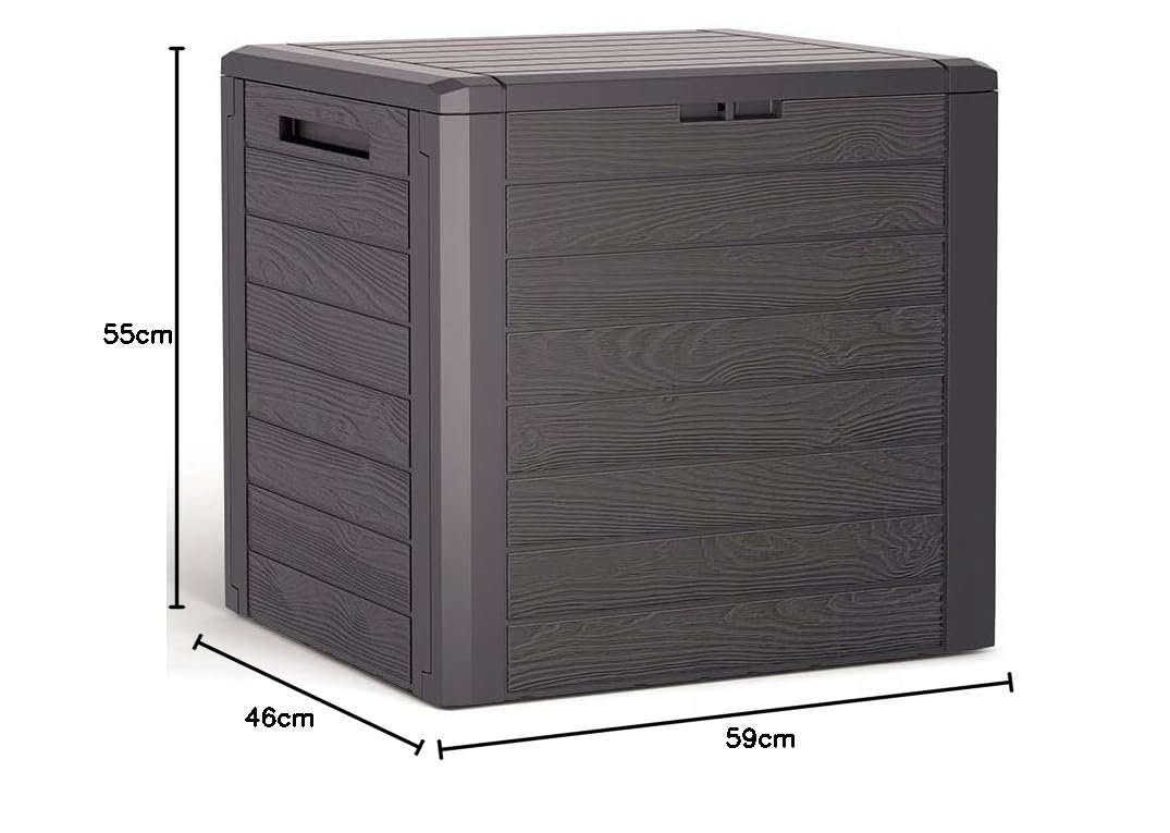 rg-vertrieb Gartenbox Auflagenbox 140L Truhe Box Gartentruhe Holz-Optik Woode Kissenbox Gartenkasten (Umbra)