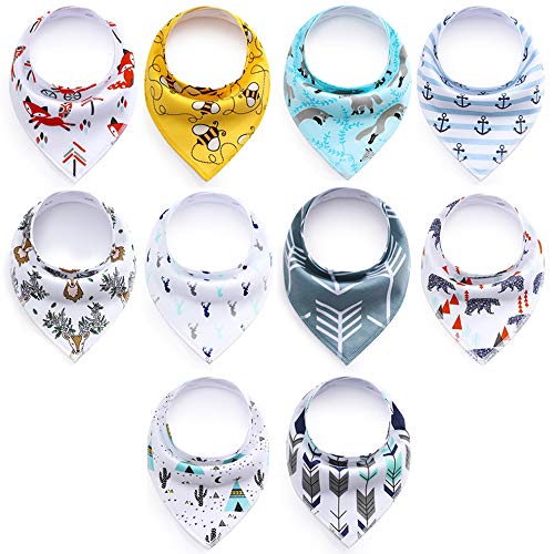 Baby Bibs 10 Pack Soft and Absorbent for Boys & Girls-Baby Bandana Drool Bibs