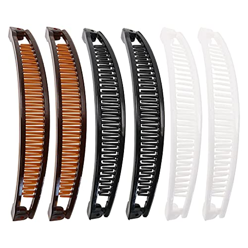 Penta Angel Banana Hair Clip 3/6Pcs Large Vintage Clincher Combs Ponytail Holder Clamp Accessory for Women Long Short Thick Curly Hair (One Size, Count, 6)
