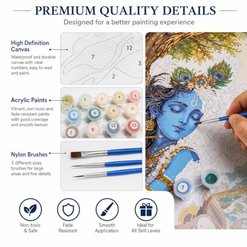 Image of Beelaiof Paint by Numbers for Adults, DIY Flute Tree Painting Kit 40x50cm
