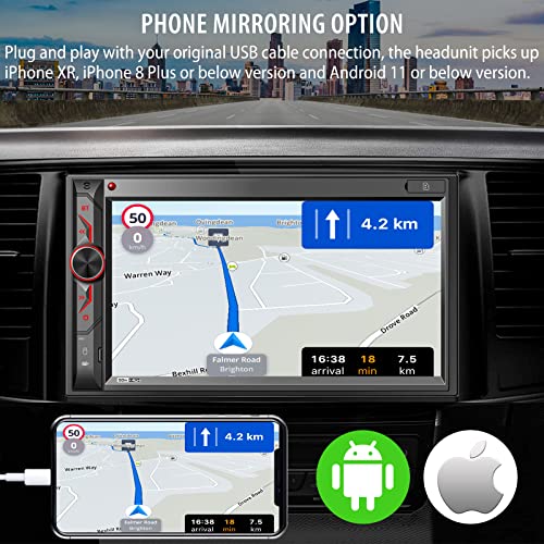 Double Din Car Stereo With Bluetooth: 7Inch Hd Car Multimedia Receiver – Car Audio Mp5 Player | Lcd Capacitive Touchscreen | Phonelink | Backup Camera | Usb/Sd/ Aux Input | Am Fm Car Radio | Swc #TOP2