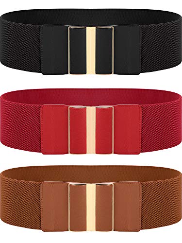 SATINIOR 3 Pieces Women Wide Belt Elastic Cinch Waistband Stretch Dress Belt for Ladies