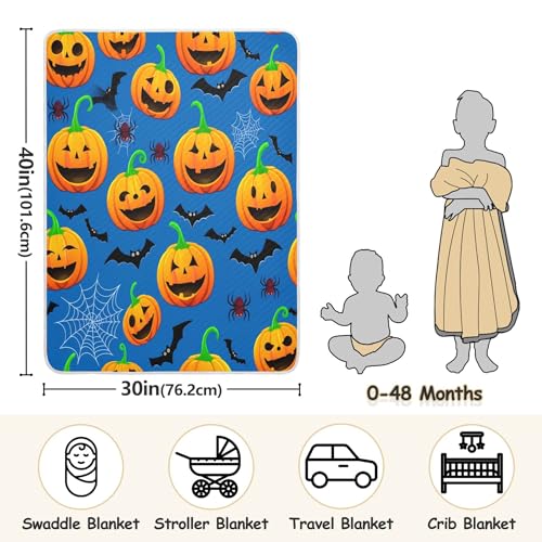 Burbuja Pumpkins with Facial Expressions Baby Blanket for Boys Girls, Nursery Soft Warm Swaddling Receiving Baby Blankets, 30x40 in Toddler Blanket3