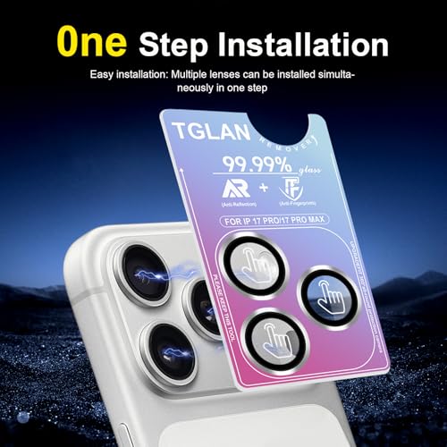 TGLAN for iPhone 17 Pro Max/17 Pro Camera Lens Protector,Silver - image 8