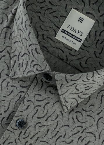 Image of 7-DAYS Men's Premium Printed Shirt - 100% Cotton, Regular Fit, Full Sleeve, with Pocket - Versatile for Formal Occasions and Casual Wear