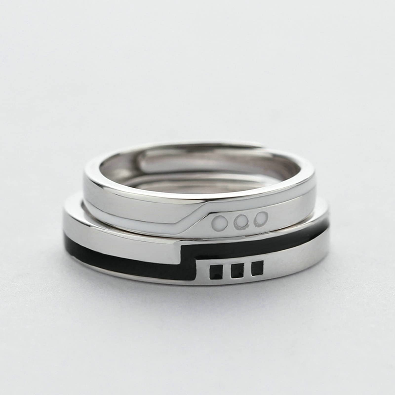 Anello Vintage, Fedine Fidanzamento Coppia con Incisione Argento Sterling Fidanzamento Anelli Regolabili per Uomo e Donna