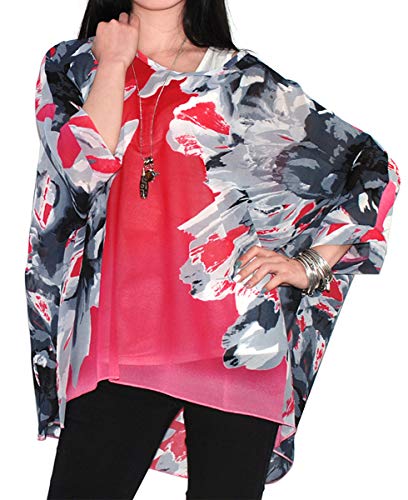 Ladies Bohemian Tops Women Batwing Dolman Chiffon Flowers Blouse Oversized T Shirt #TOP21