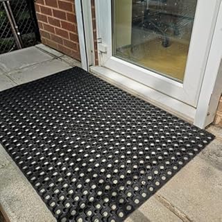 Heavy Duty Rubber Door Mat - Non Slip Indoor Outdoor Entrance Mat | Weatherproof, Anti-Fatigue, Dirt Trapper, Drainage & Safety Mat | Ideal for Home, Shop & Commercial Use (150cm x 100cm x 16mm)