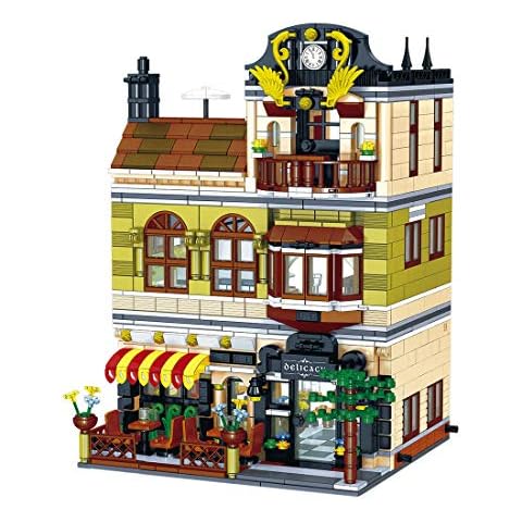 YAKOK 1326Pcs Chinese Restaurant Architecture Building Set, Modular Buildings, Compatible with Lego, 19.2 x 17.5 x 25.5cm Cover