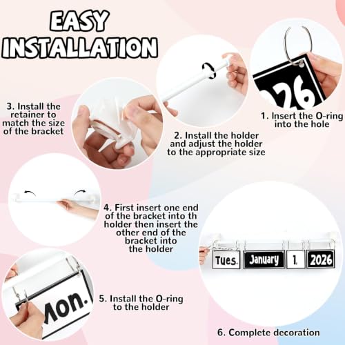 Image of Black White Flip Calendar Bulletin Board Set Black Calendar for Classroom Whiteboard Decor with 2026 to 2030 Years Date Cards and Adjustable Rod for Home Elementary Back to School Teacher Supplies