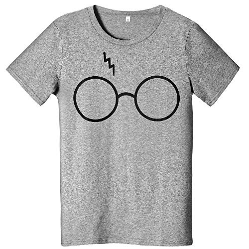 Women's Casual Glasses Scar Print Tee Graphic Short Sleeve T-Shirt Girls Tops(Grey,L)