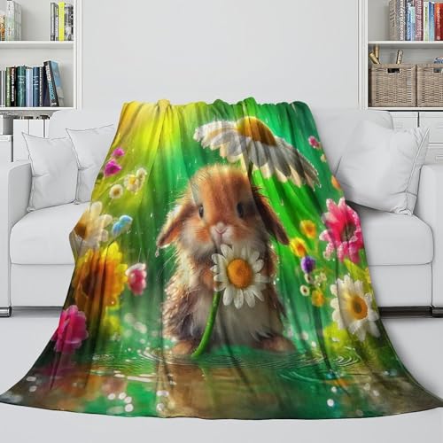 Couverture lapin 3D en microfibre 150x200cm plaid lit et canapé - 5