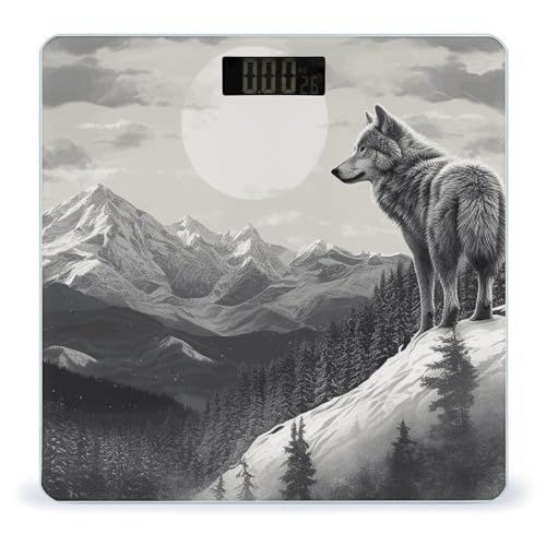 Báscula Digital de Baño Snow Mountain Lone Wolf de Vidrio Templado miniatura 1