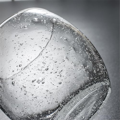 Vaso transparente y copa de vidrio soplado a mano de 12 oz para microondas 5