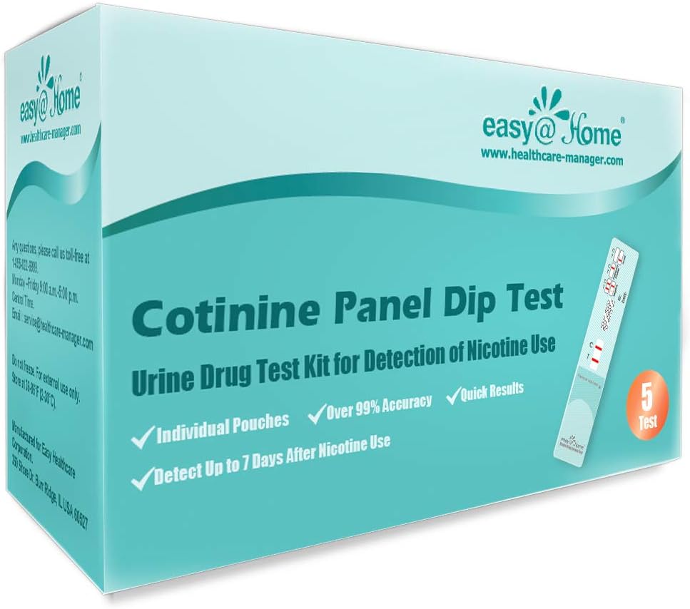 Easy@Home 5 Pack Nicotine Urine Test Strips Kit, Sensitive Rapid Testing Detection 200 ng/mL #ECOT-114