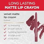 Mirabella - Velvet Matte Lip Crayon, Retractable Highly-Pigmented 2-in-1 Makeup, Long-Lasting Hydrating Lipstick Crayon + Lip Liner, Moisturizing Cream-to-Matte Lipcare Formula, Forever - Image 3