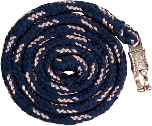 Corde bleu marine HKM 12935 longe attache cheval de 180cm or rose