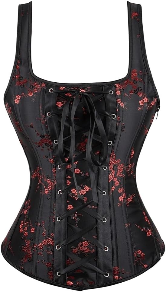 Corsage Up Overbust Corset Bustier Top Corsets with Straps Gothic Lingerie for Women