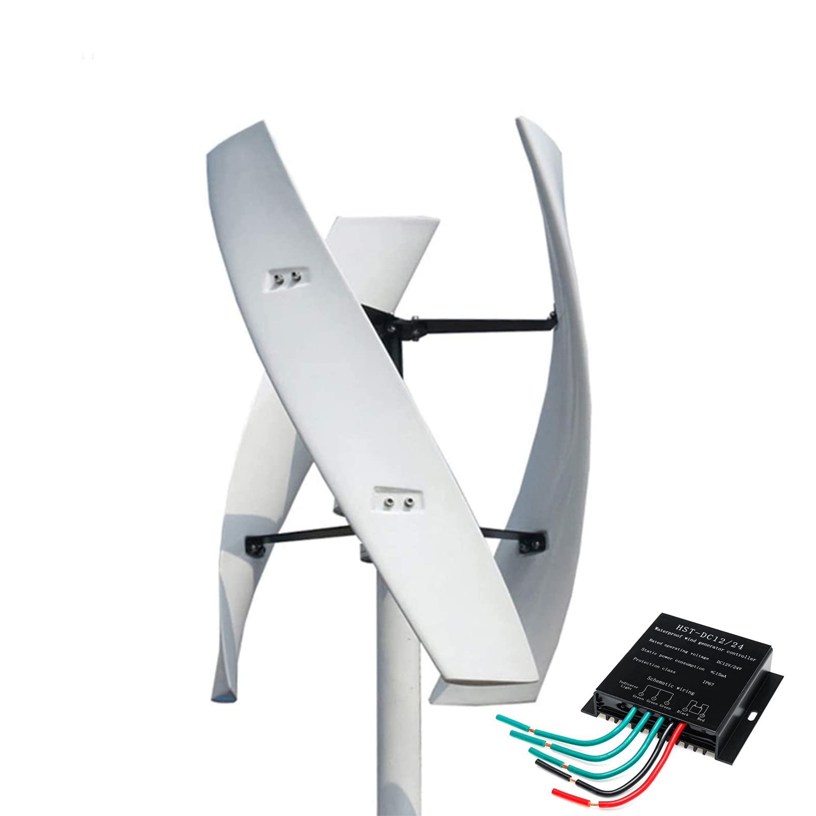 4000W 3 Cuchillas Generador De Turbinas Eólicas Verticales, 12V 24V 48V 220V Levitación Magnética Vertical Generador De Viento Vertical con Controlador para Jardín Al Aire Libre (Blanco)