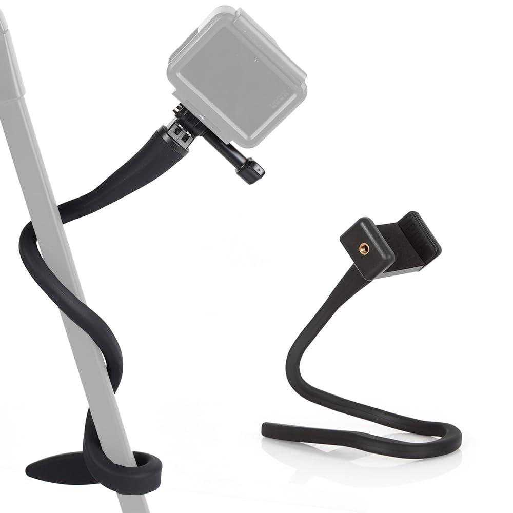 Flexible Gooseneck Mount Selfie Pole for Action Camera & Phone, Chain Link Fence Mount for GoPro, Insta360,AKASO, DJI Osmo Action, Phone